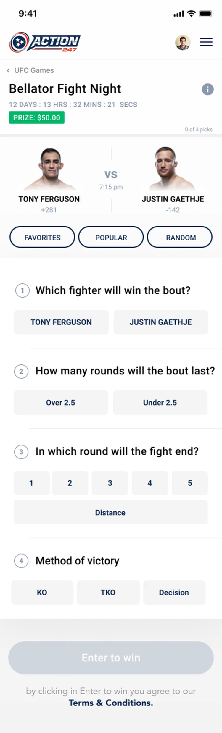 Bellator Fight Night prediction flow: which fighter wins, rounds, method