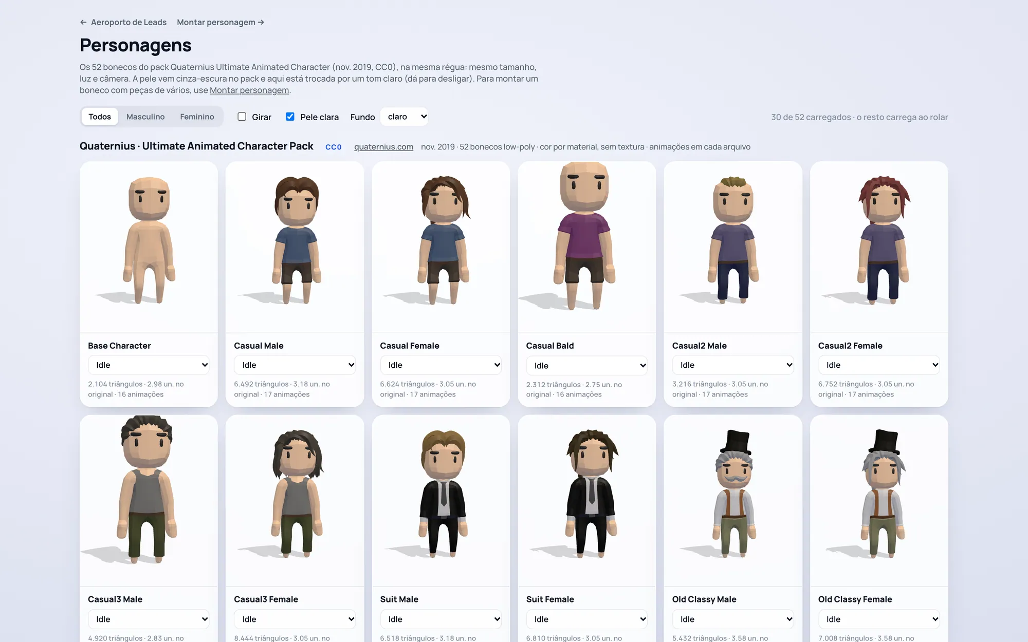 Gallery of the 52 pack figures at the same scale and camera