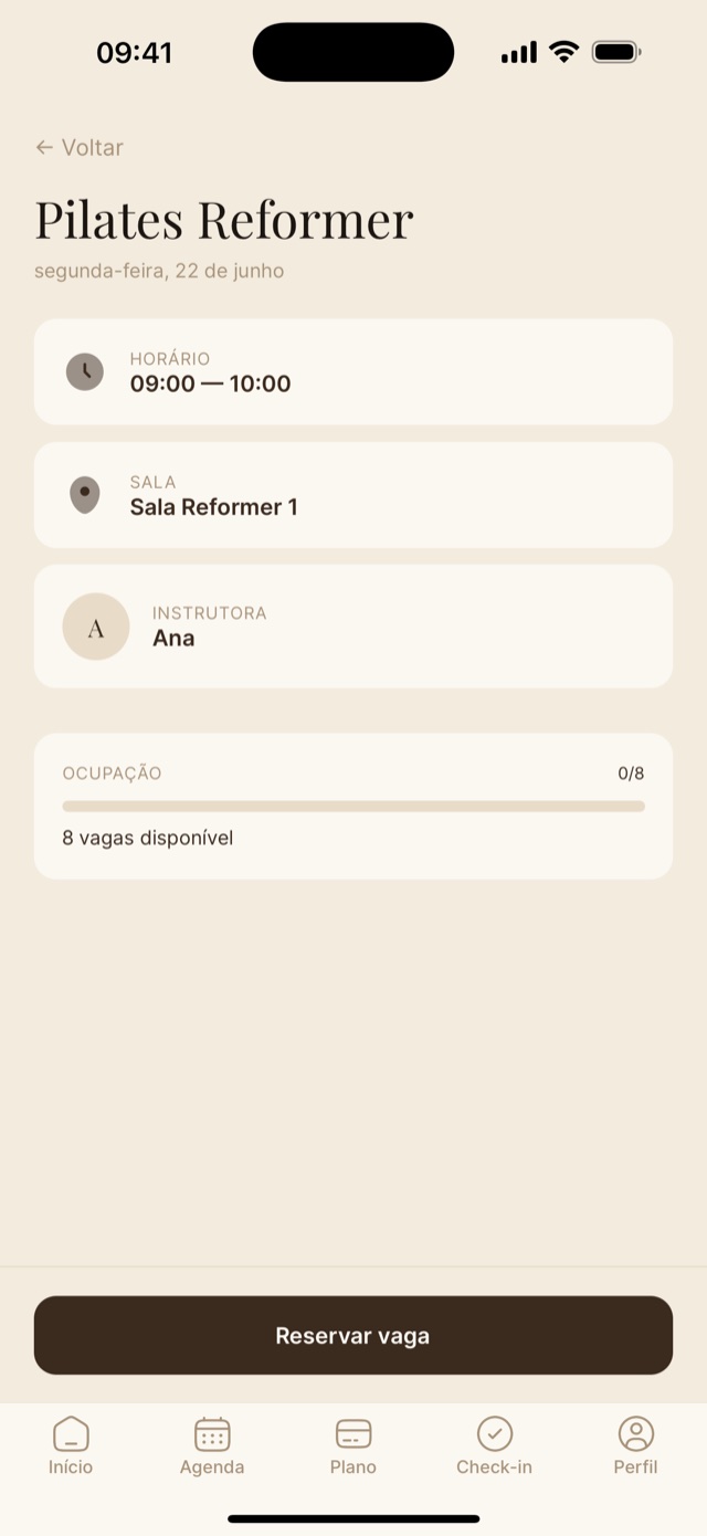 Reserva de aula no app VESS