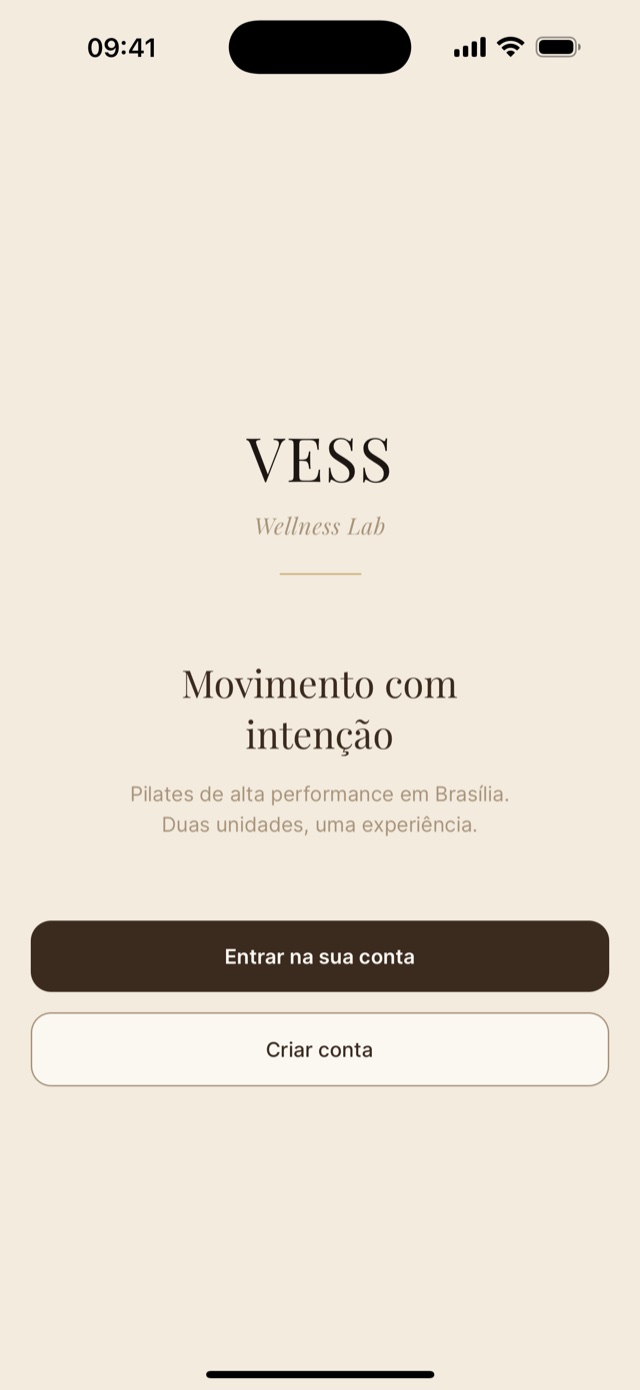 Tela de boas-vindas do app VESS